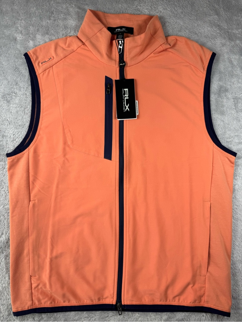 NWT RLX Ralph Lauren Golf Full Zip Vest Peach Tree‎ Mens M